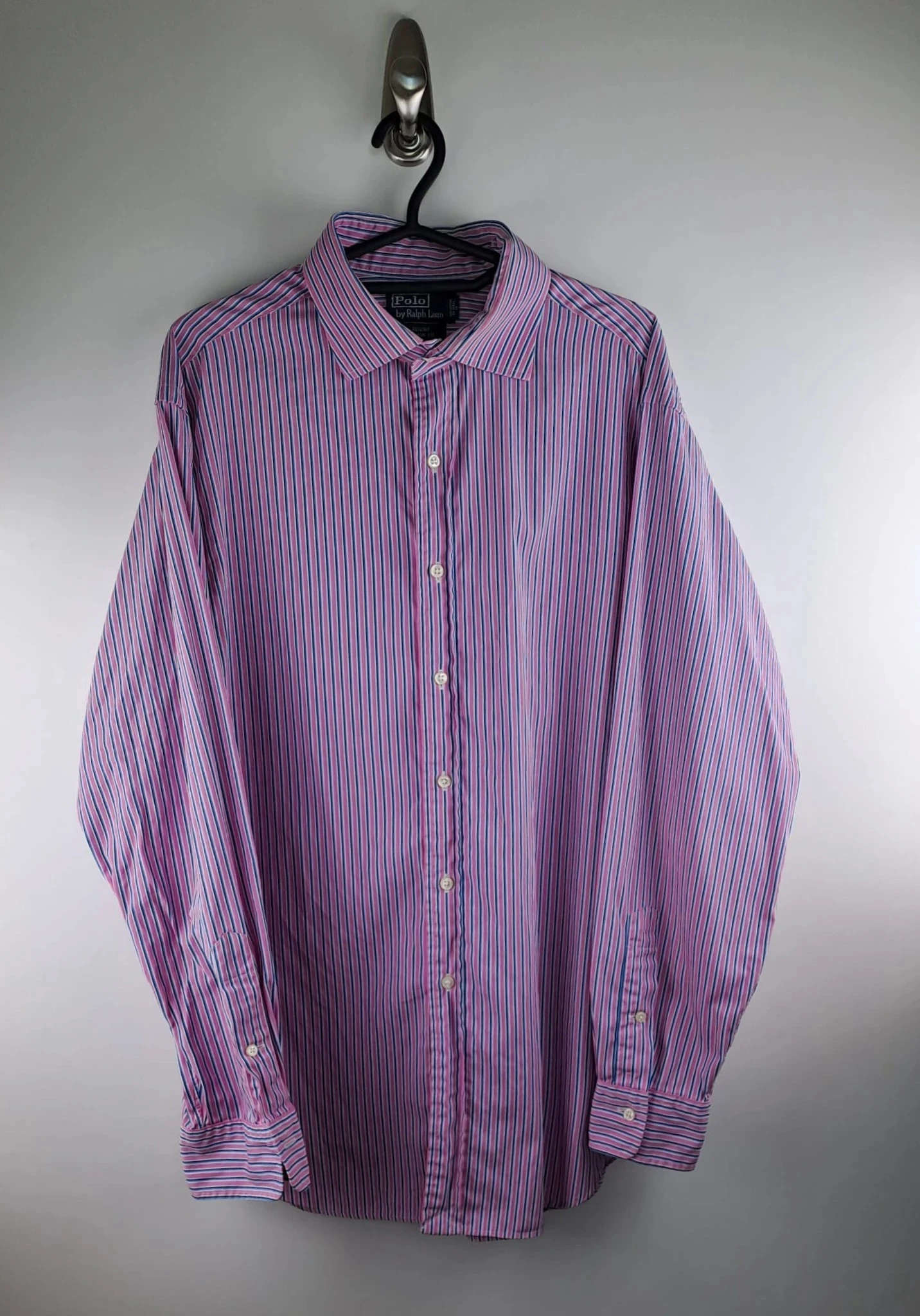 Chemise Manches Longues / Polo Ralph Lauren / Rayée Rose / Taille XL / Homme / Classic Fit